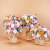 Radiate - our beautiful set of 4 rattan and glass vase with Artificial Flower Arrangement